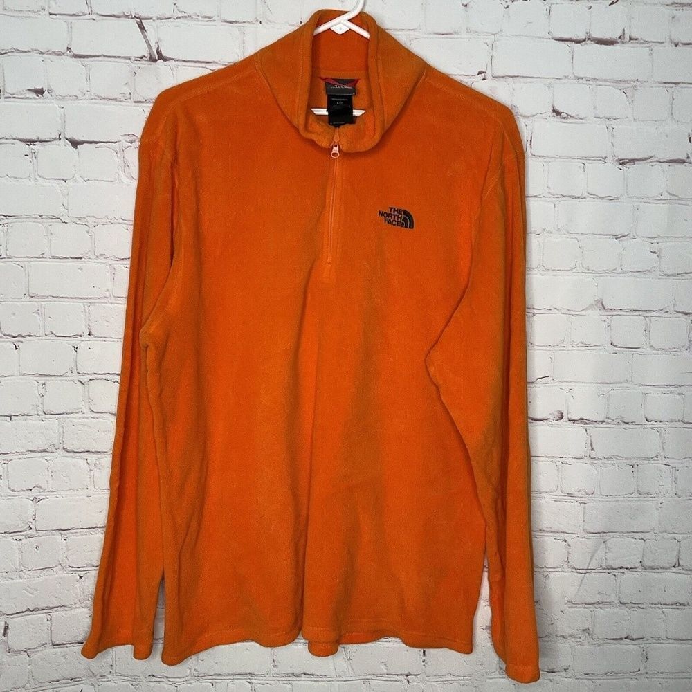 The North Face Men's Orange 1/3 Zip Mock Neck Fleece Sweatshirt Size L